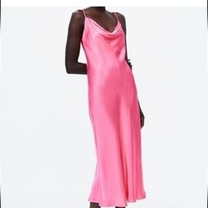Zara Hot Pink Slip Dress size large